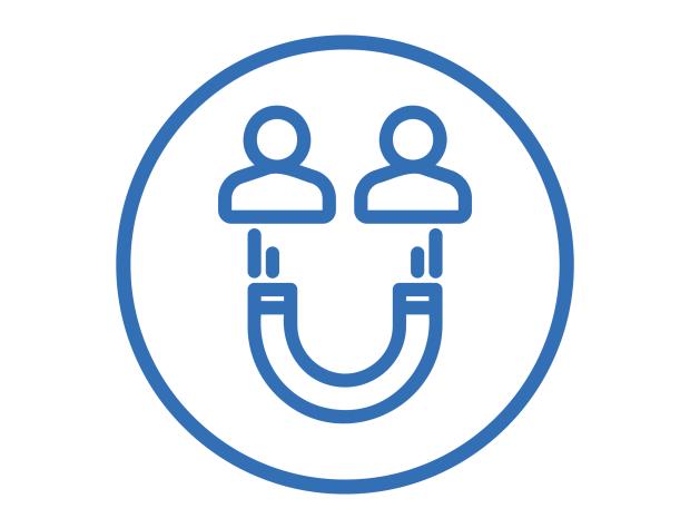 Magnet attracting two people illustration