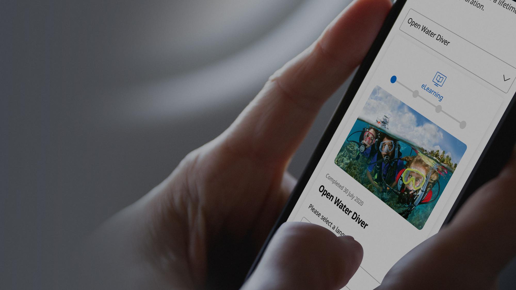 Browsing PADI eLearning on mobile