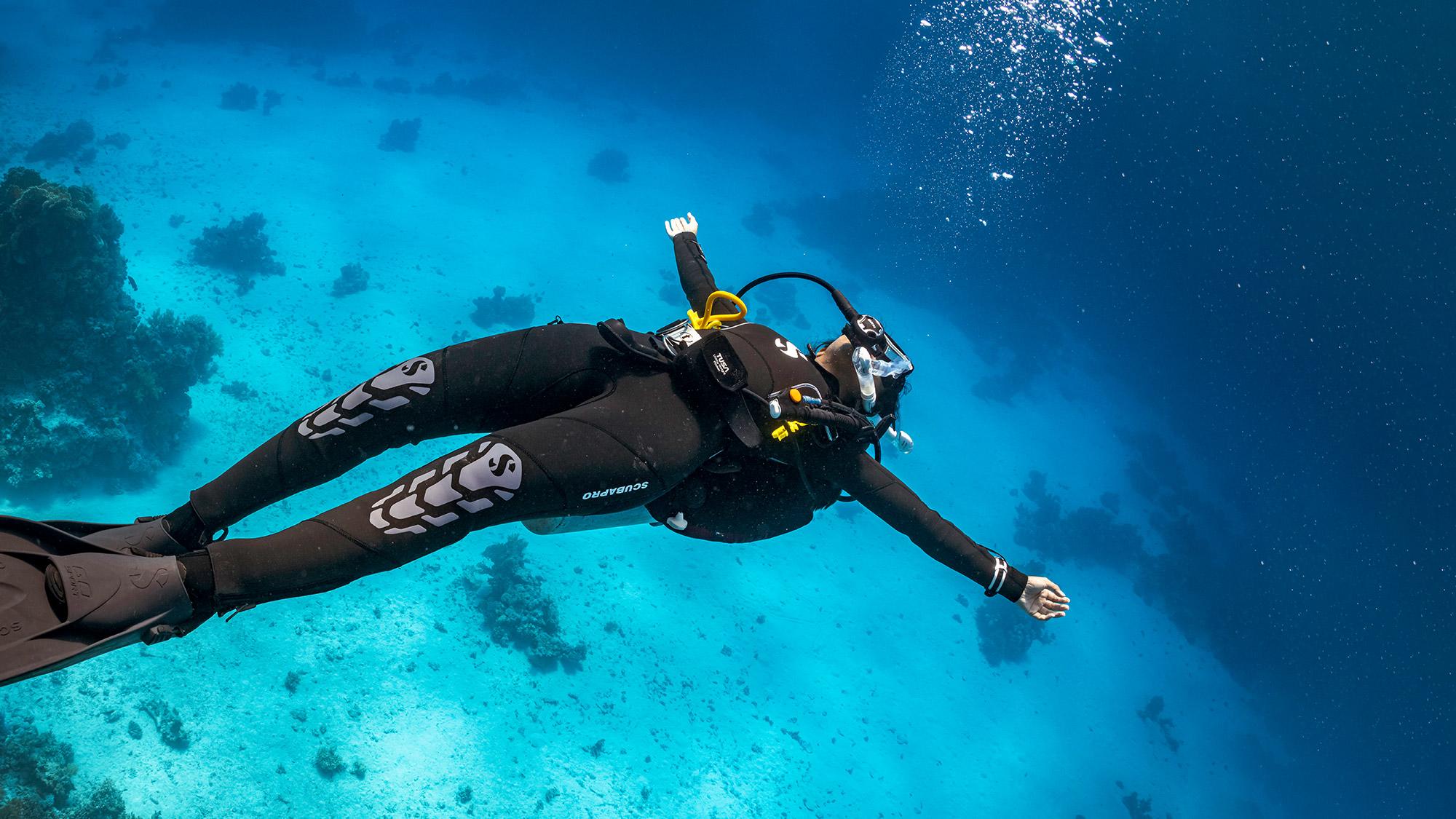 Scuba diver swimming underwater